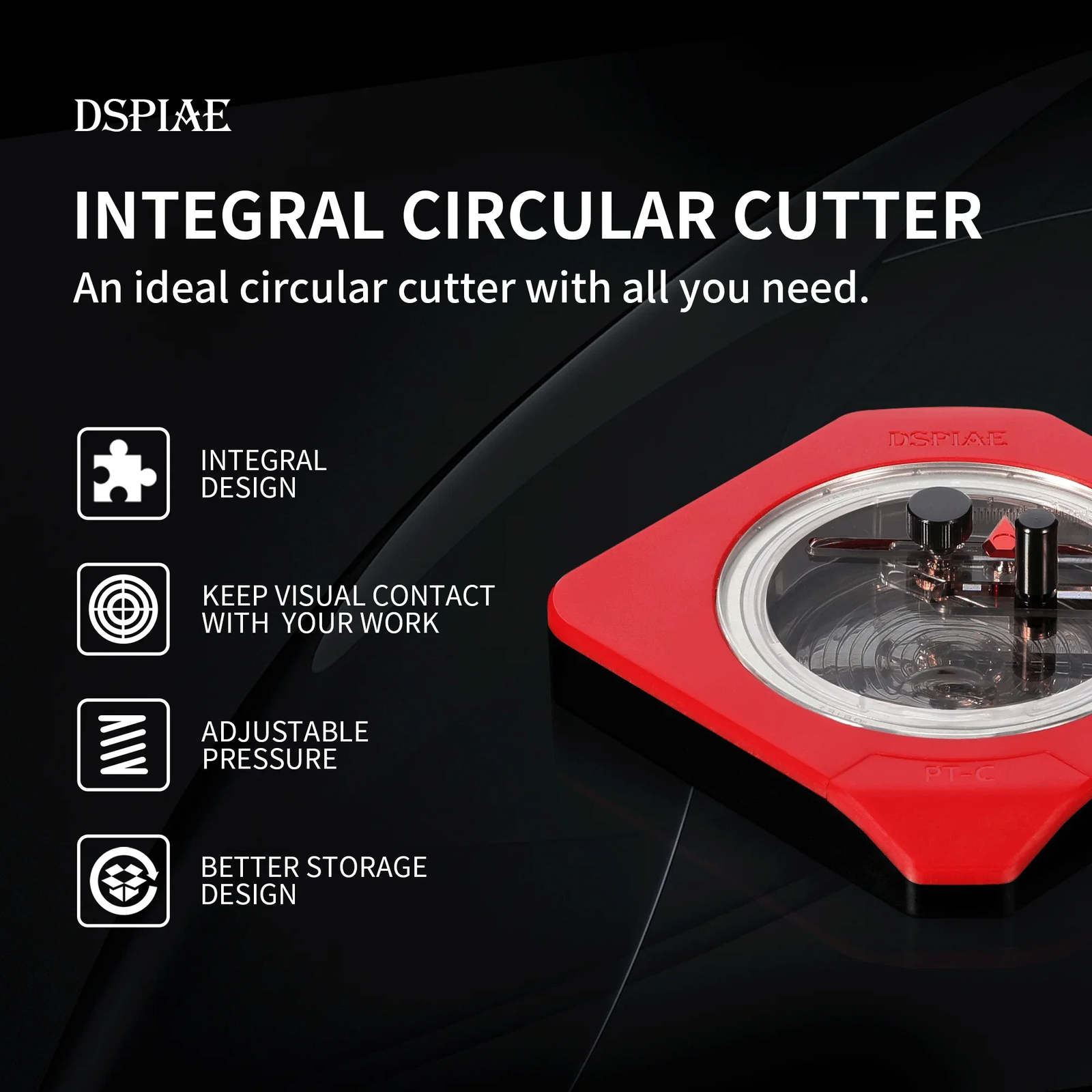 DSPIAE Integral Circular Cutter for 1-50mm Circle with 45° Blade Model Assembly