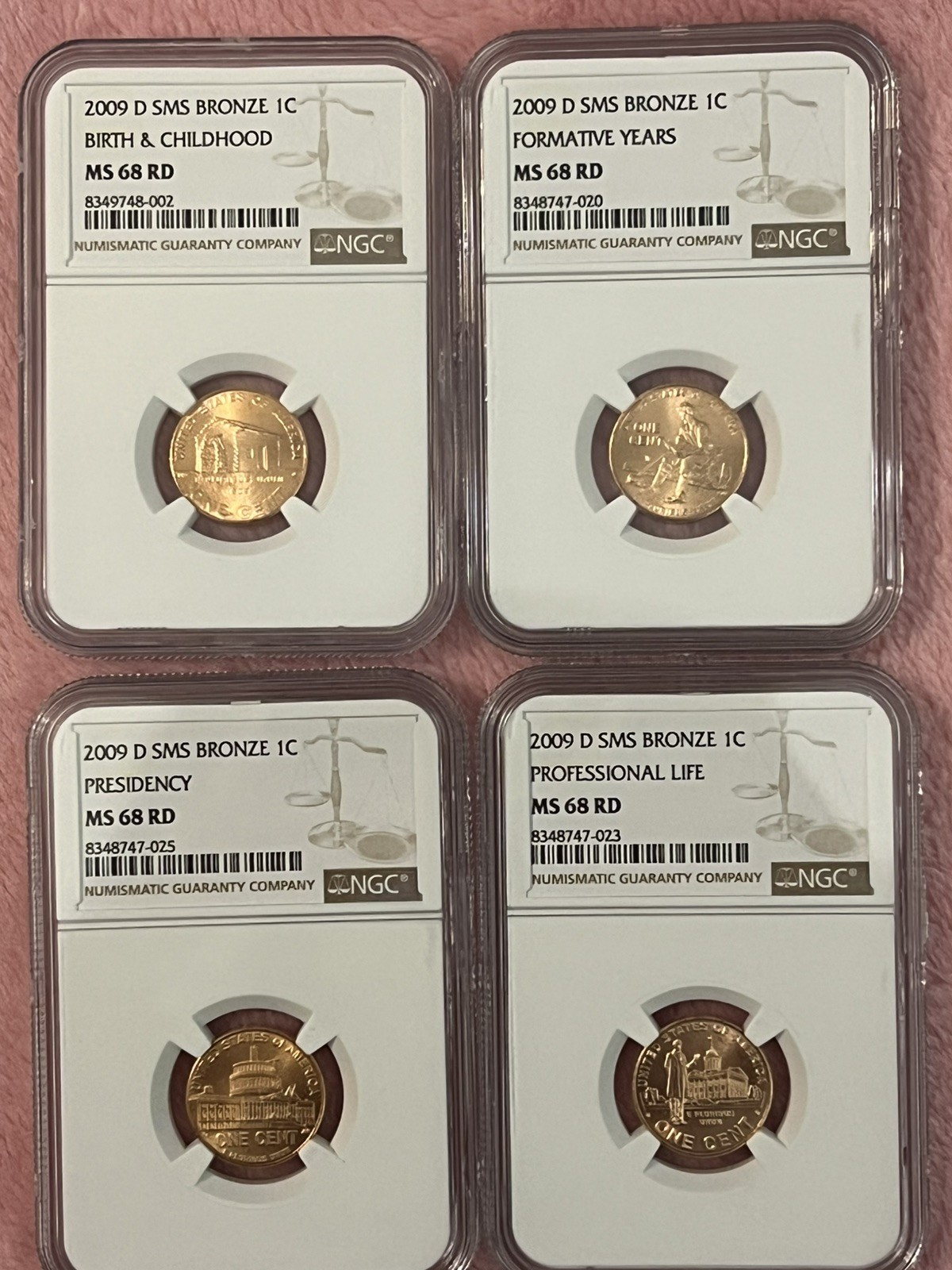 2009 D NGC MS68 SMS LINCOLN COPPER BRONZE CENT Birth Form Prof Pres set of 4