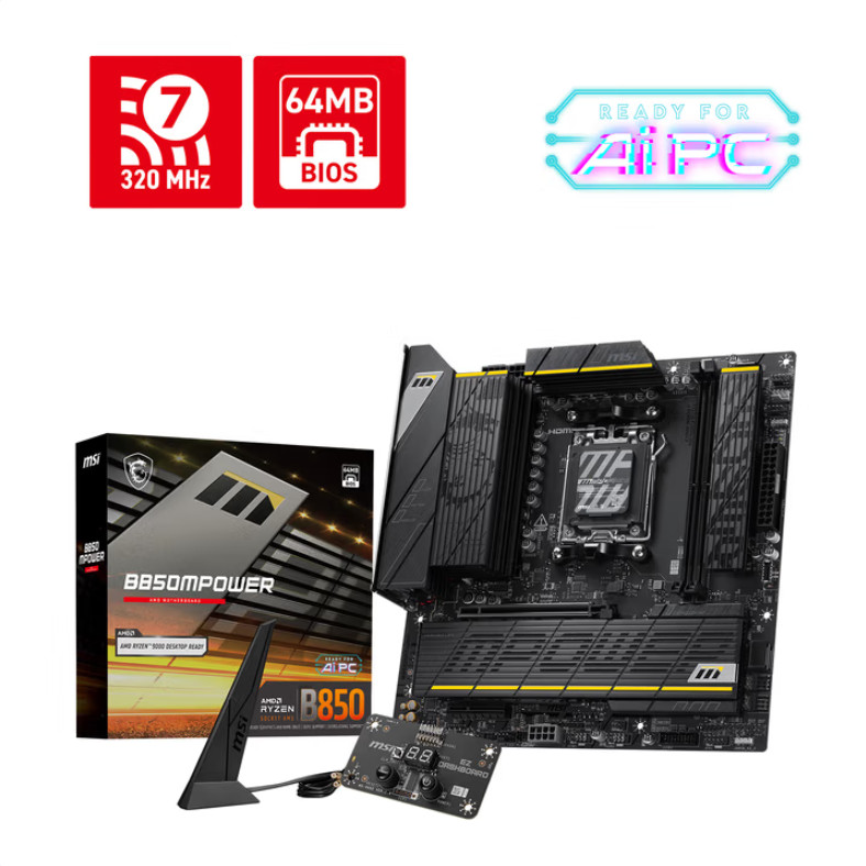 MSI B850M POWER AM5 Wi-Fi 7 M-ATX overclocking motherboard
