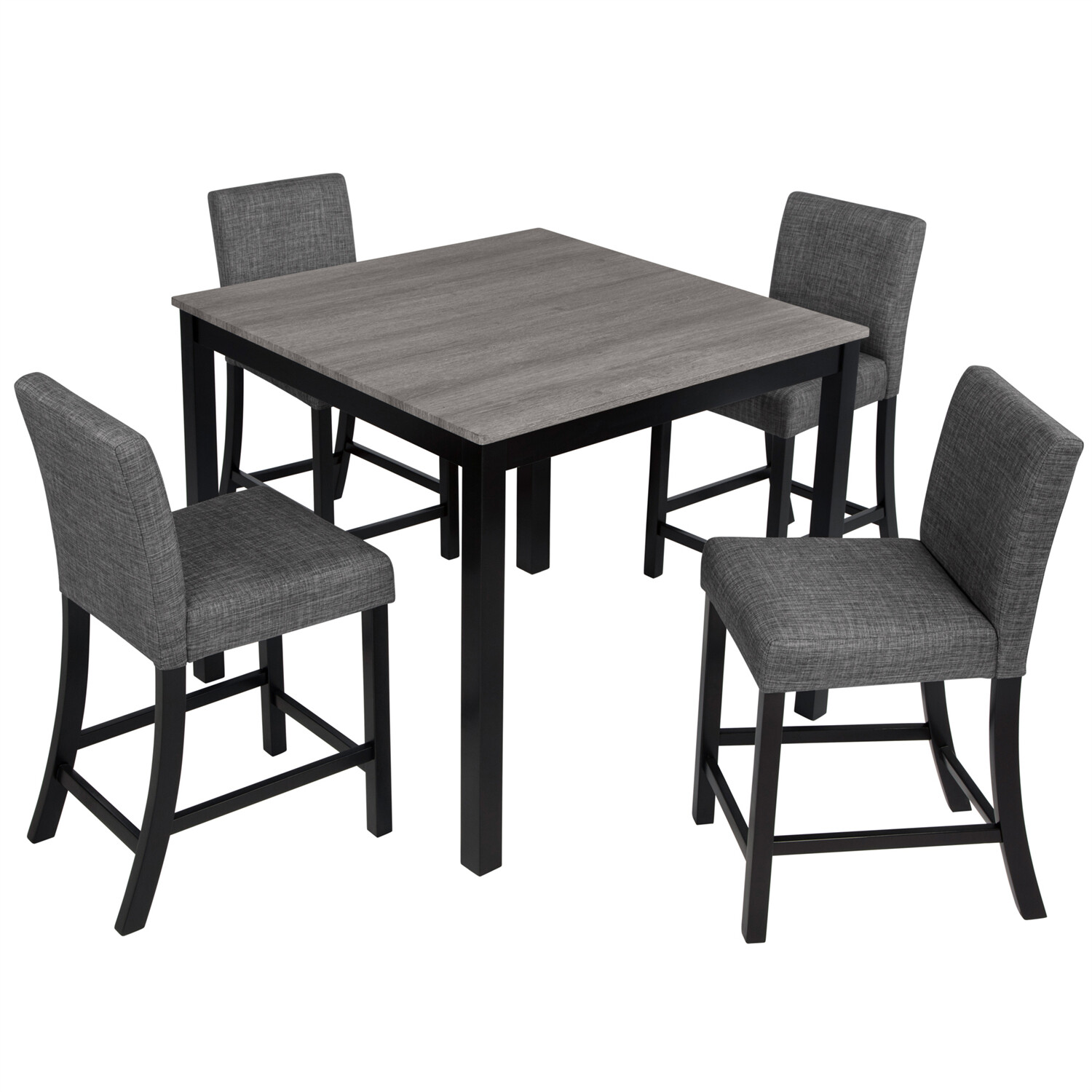 5 Piece Dining Table Set Wooden Dining Table with 4 Upholstered Chairs