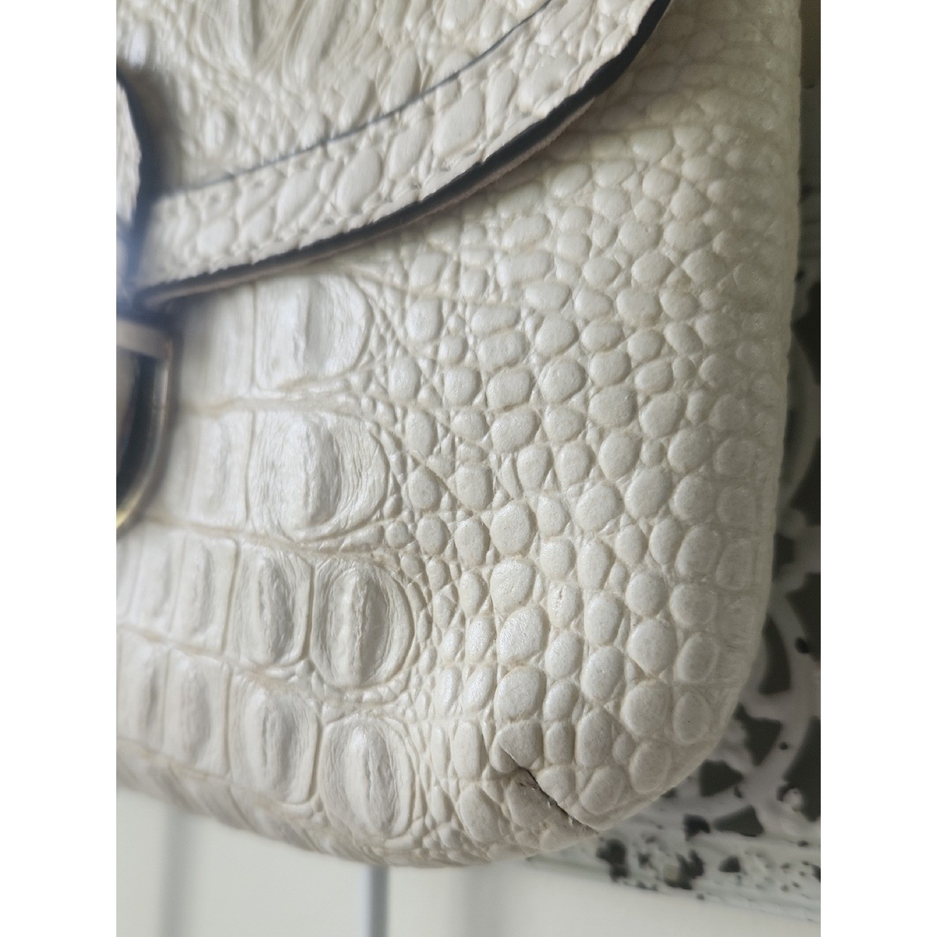 Vegan Croc-Embossed Small Crossbody Shoulder Bag