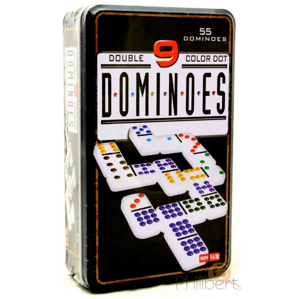 Double Nine Dominoes Set Storage Tin for Families and Kids Ages 8 & up Doble 9