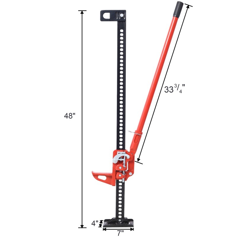 Utility High Lift Farm Jack, 48" 7000 lbs Heavy-Duty Steel Bumper Lift RED