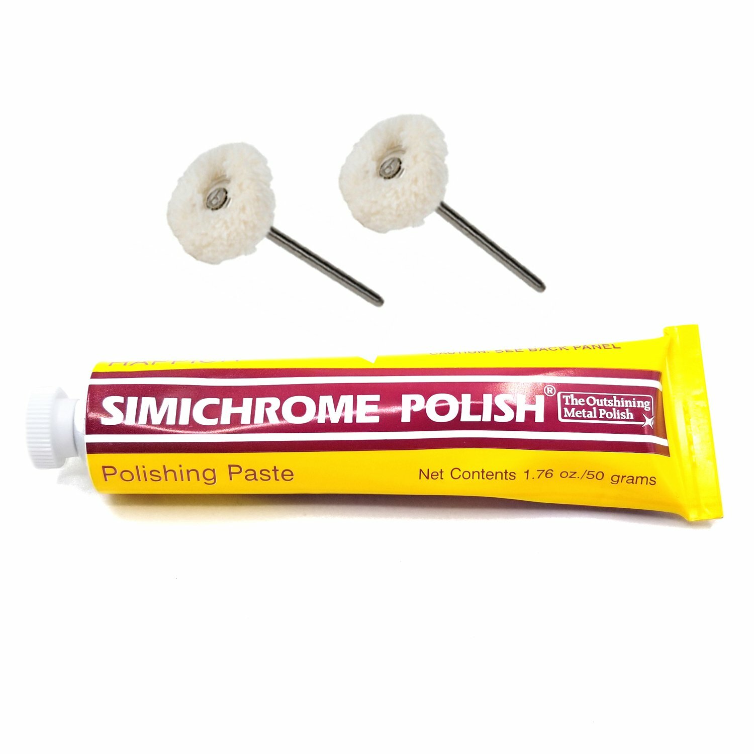 Simichrome Polish 1.76 oz Happich Metal Polishing Paste Bakelite Test w/ 2 Buffs