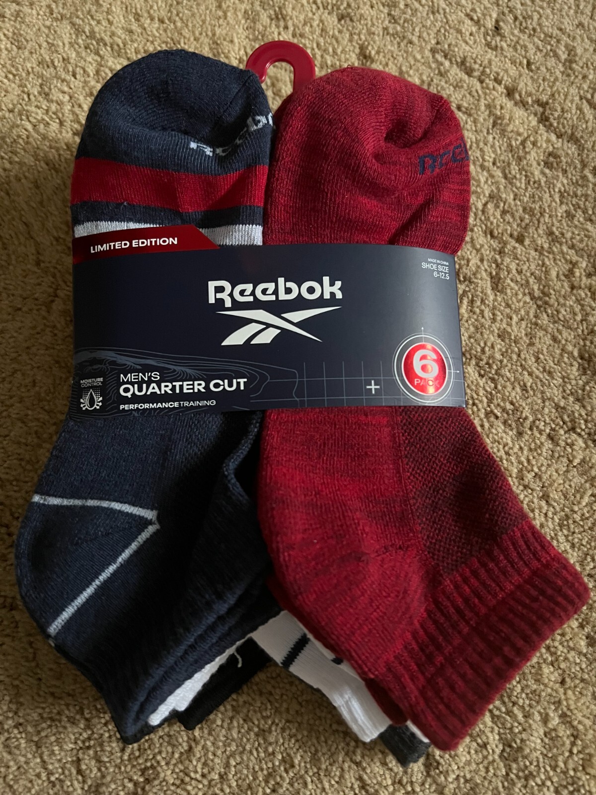 Reebok Mens Quarter Performance Training Socks Multicolor 6-12.5 Pack of 6