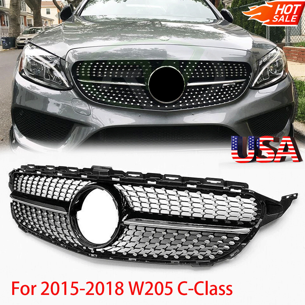 Front Bumper Grill Grille For Mercedes Benz 2015-2018 W205 C250 C180 C200 C300