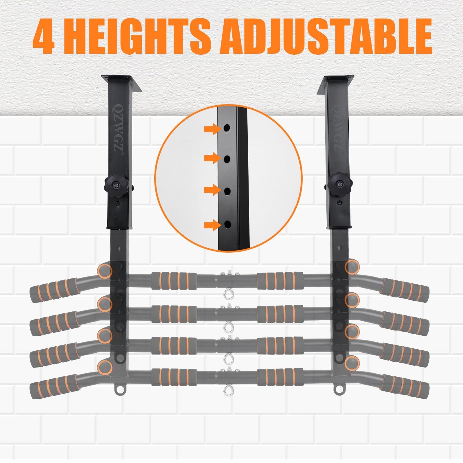 Height Adjustable Pull Up Bar, Heavy Duty Pull Up Bar, BarMount, Ceiling Moun...