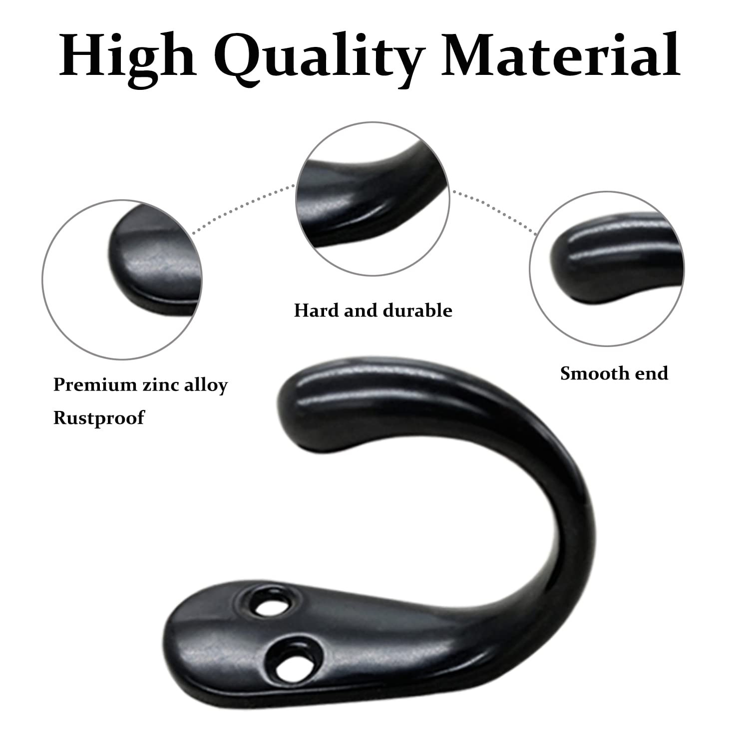 Coffee Cup Hooks 20pcs Black Hooks Door Wall Closet Mounted Single Hook Hange...