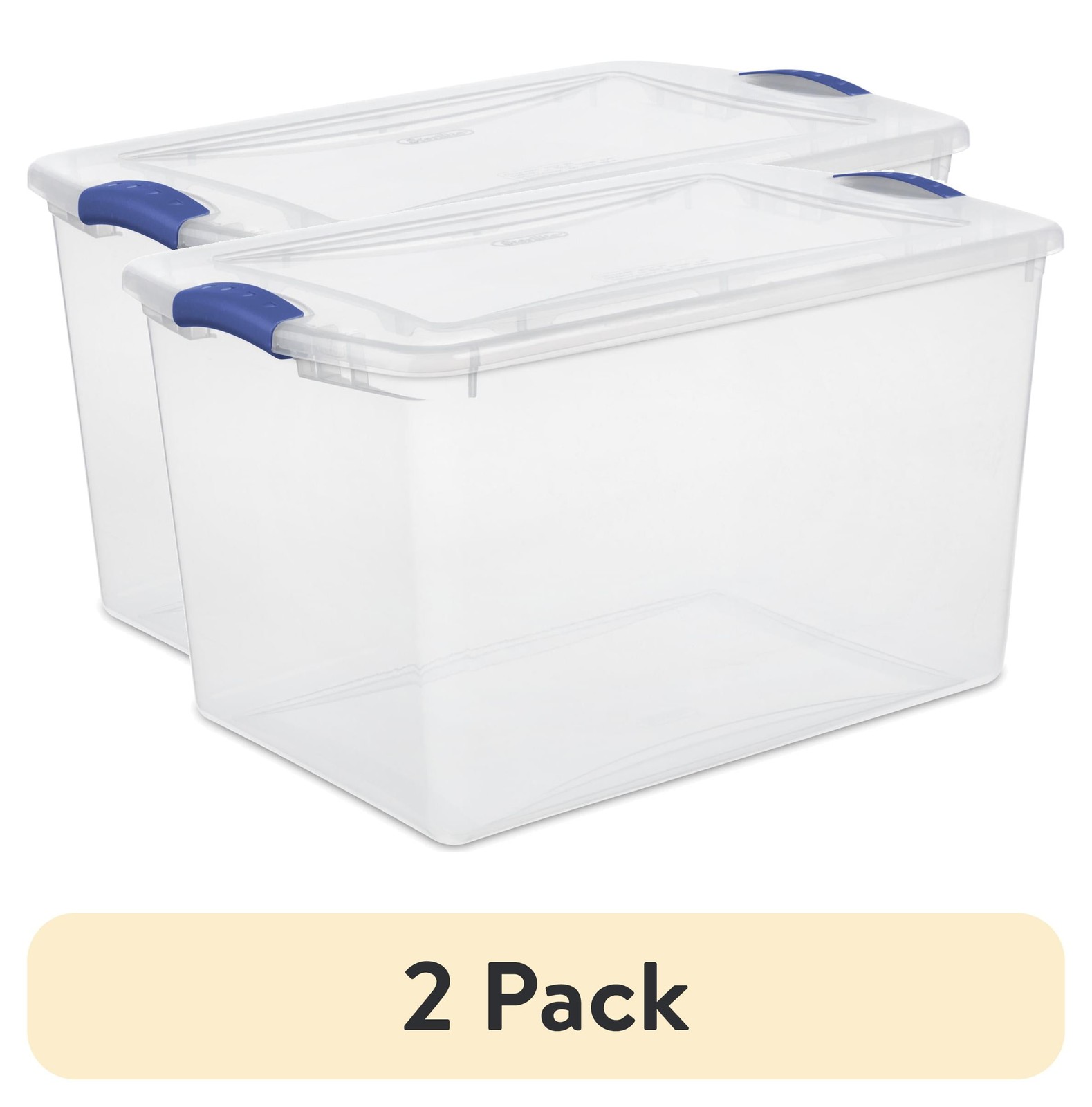 (4 pack) Sterilite Large Storage Bin, 66 Quart Clear Plastic Storage Container