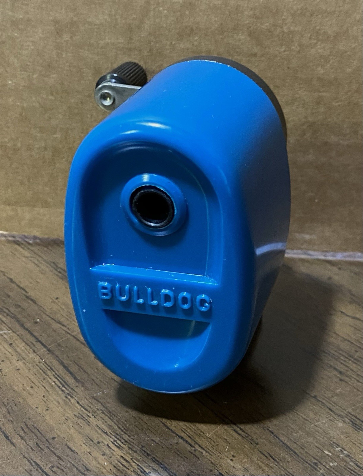 Vtg Old School Wall or Desk Mount Blue Bulldog Pencil Sharpener Hunt Mfg Co