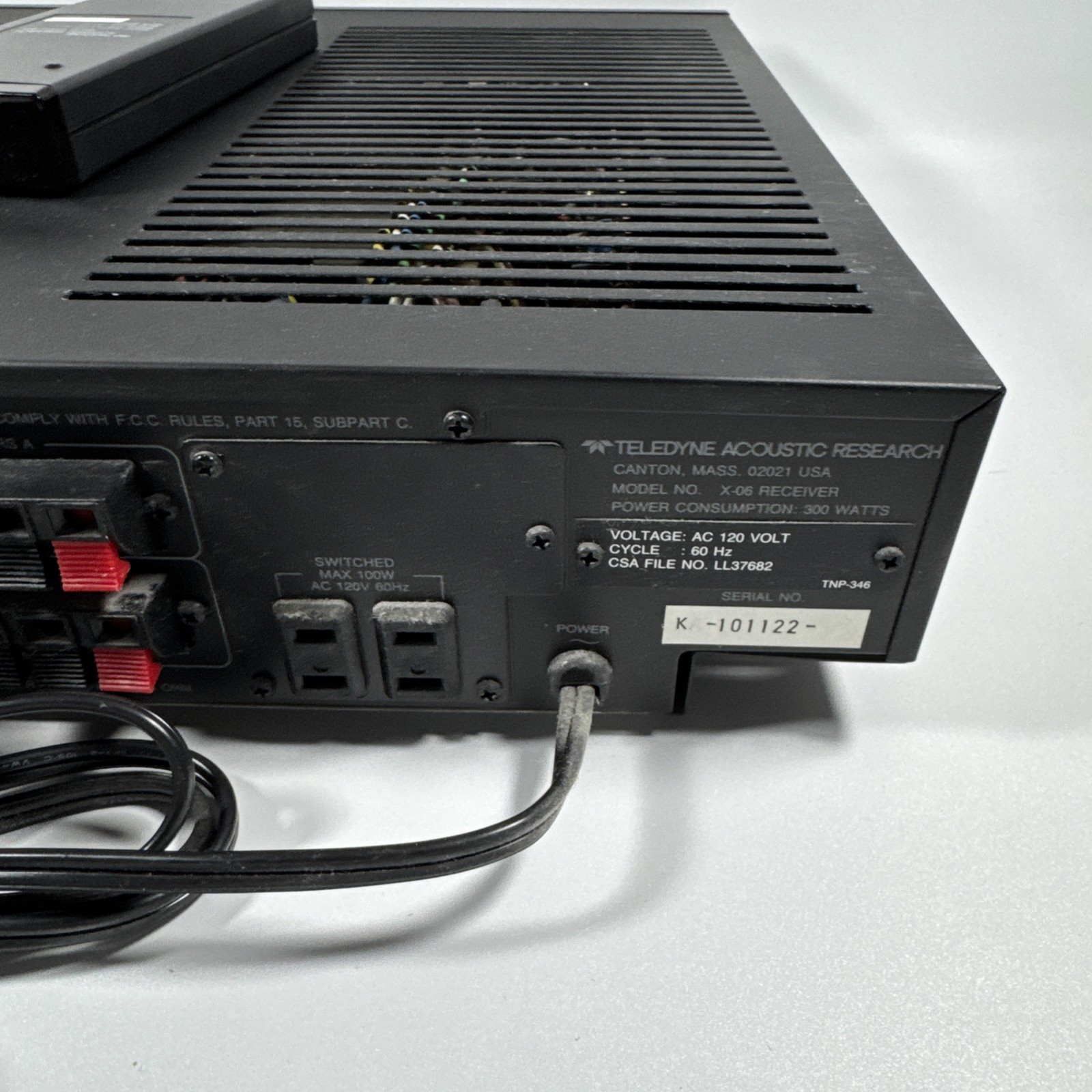 Acoustic Research X-06 Stereo Receiver Tested & Working Includes Control