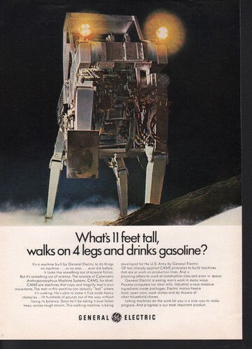 1969 GE FUTURISTIC SCI-FI ROBOT CYBERNETIC ANTHROPOMORPHOUS MACHINE AD 10609