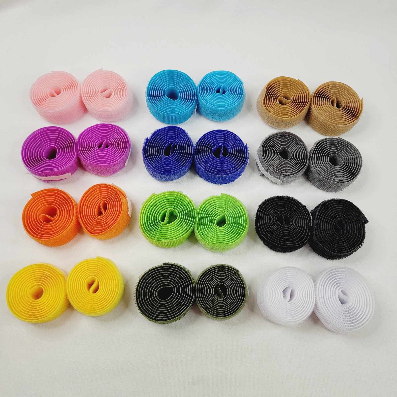 Lot of 12x Sets Sew On Hook and Loop Tape DIY Crafts Colorful Rainbow 1" x 32"