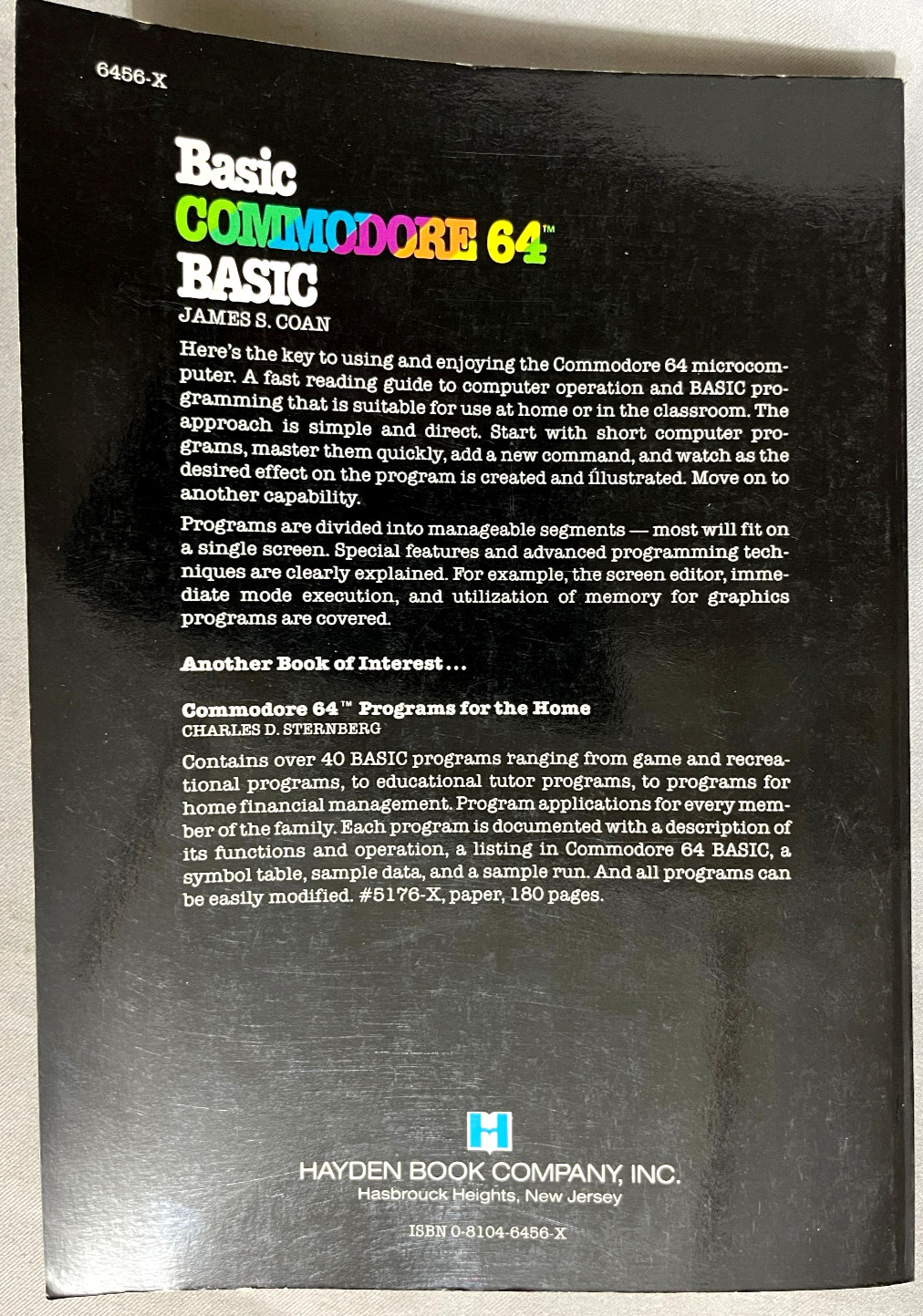 Basic Commmodore 64 BASIC by James S. Coan Hayden Books 1984 programming C=64