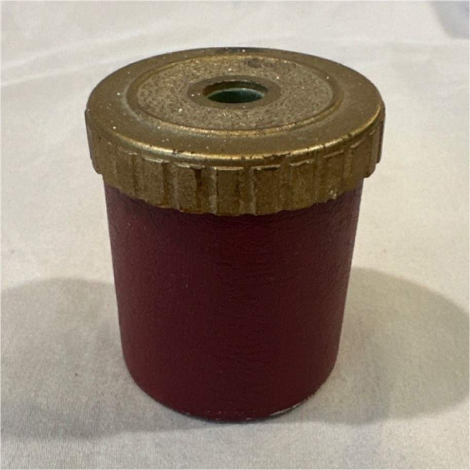Vintage Red Gold Plastic Steel Pencil Sharpener with Shavings Container
