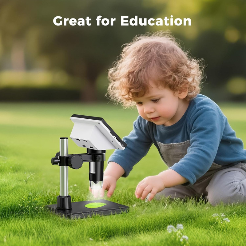 4.3 Inch LCD Digital Coin Microscope, 1000X USB Magnifier with 8 Adjustable LED