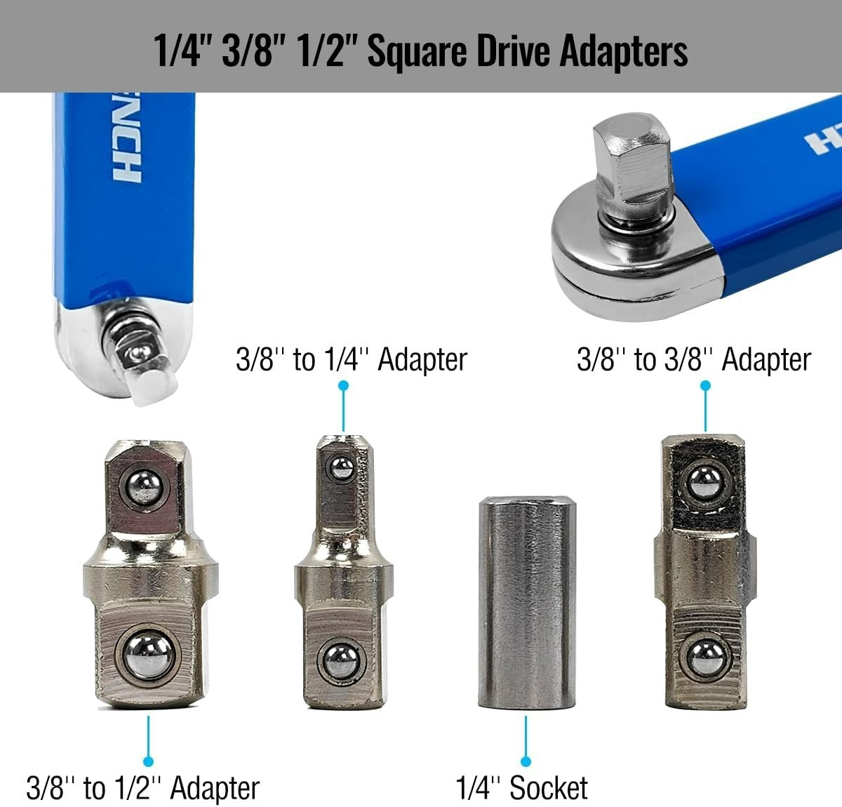 Impact Ready Offset Extension Wrench, Tight Reach Wrench Set, Blue