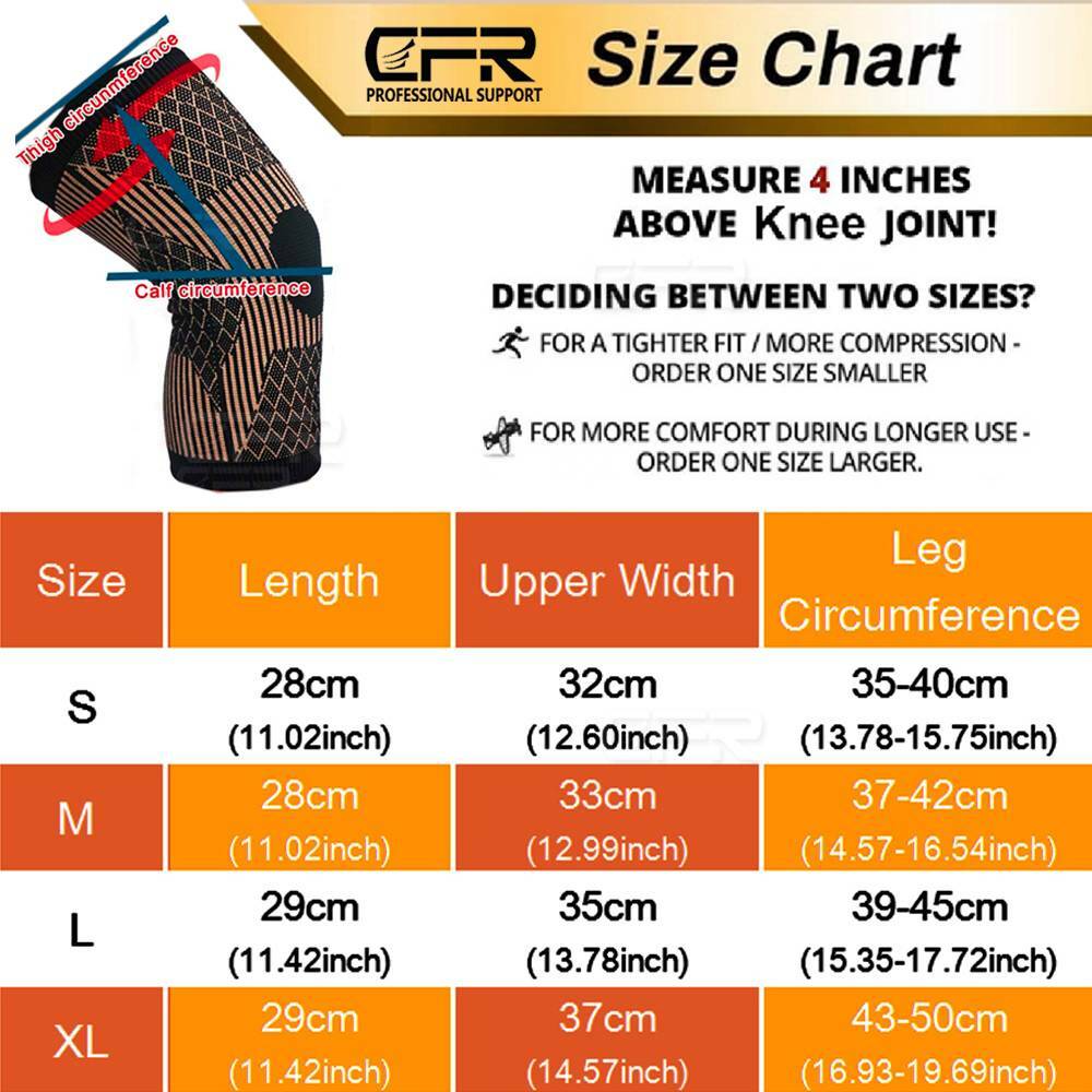 Copper Infused Knee Brace Support Stabilizer Patella Compression Sleeve Wrap Gym