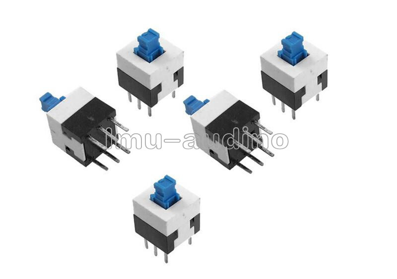 20pcs 8x8mm cap self-locking type square blue button switch control New