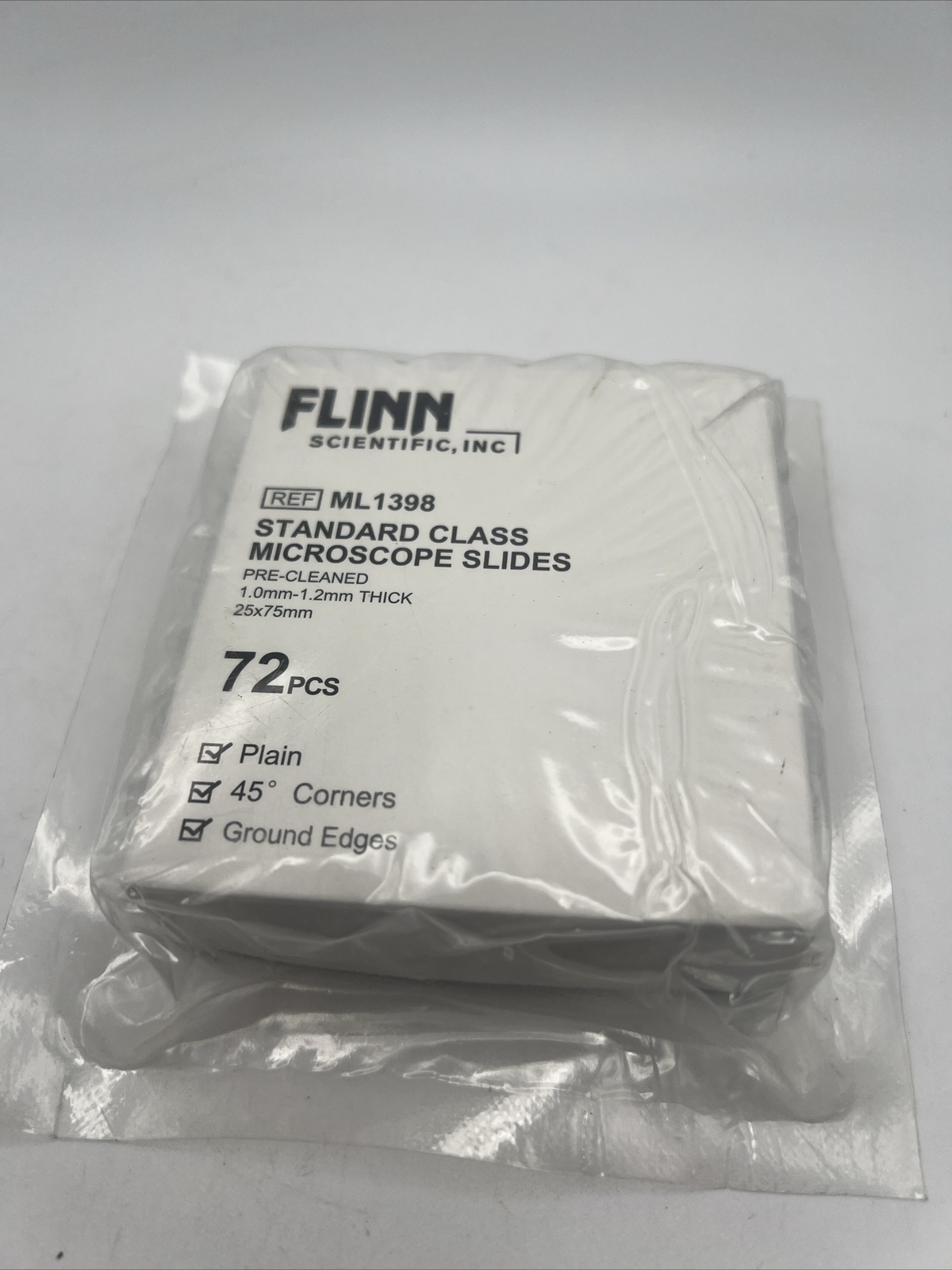 Flinn Scientific ML1398 Standard Class Microscope Slides Pre-cleaned 72 pcs