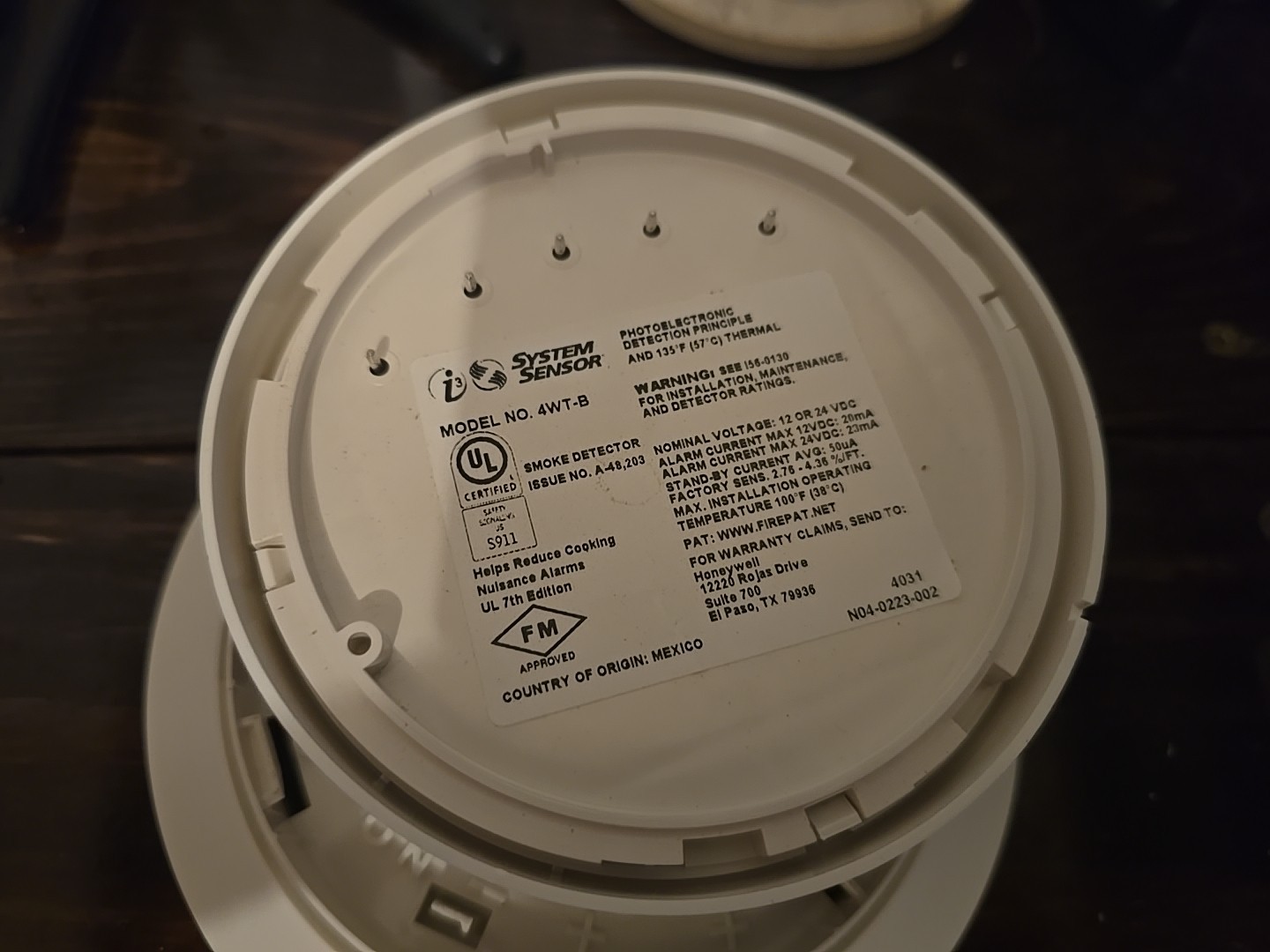 System Sensor SpectrAlert 4WT-B 4 Wire Smoke Detector With Built-In Heat Sensor
