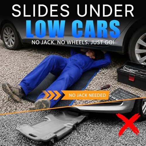 Magic Rolling Creeper Mat Portable Mechanics Mat | for Low Blue & Black
