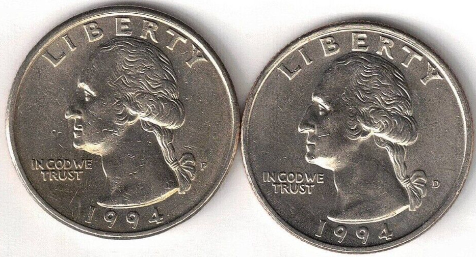 1994-P + D A/Uncirculated Two Washington Quarters!