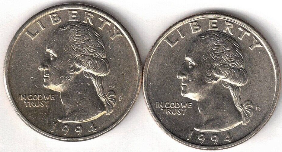 1994-P + D A/Uncirculated Two Washington Quarters!