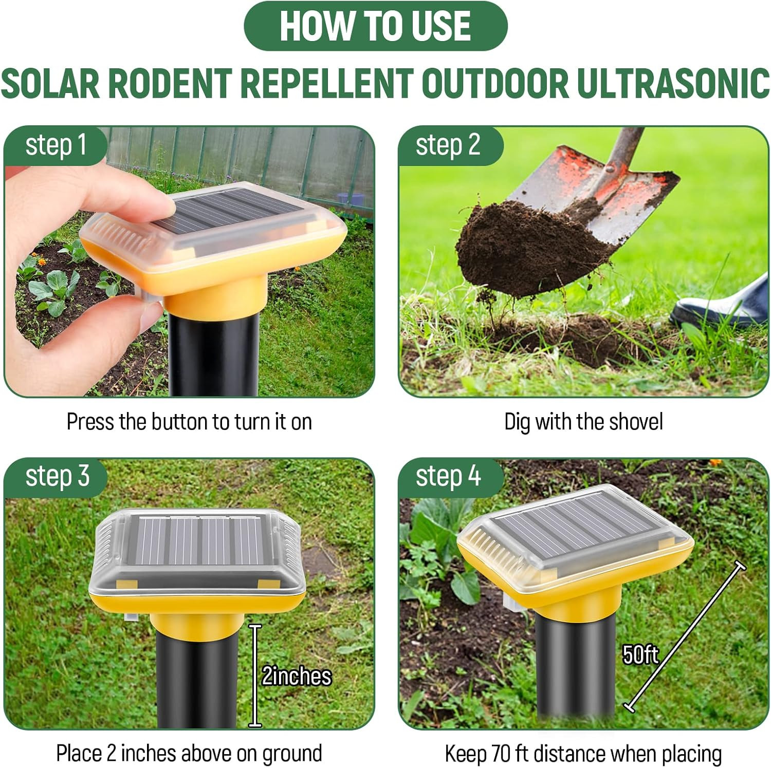Solar-Powered Ultrasonic Mole and Gopher Repellent - 6 Pack