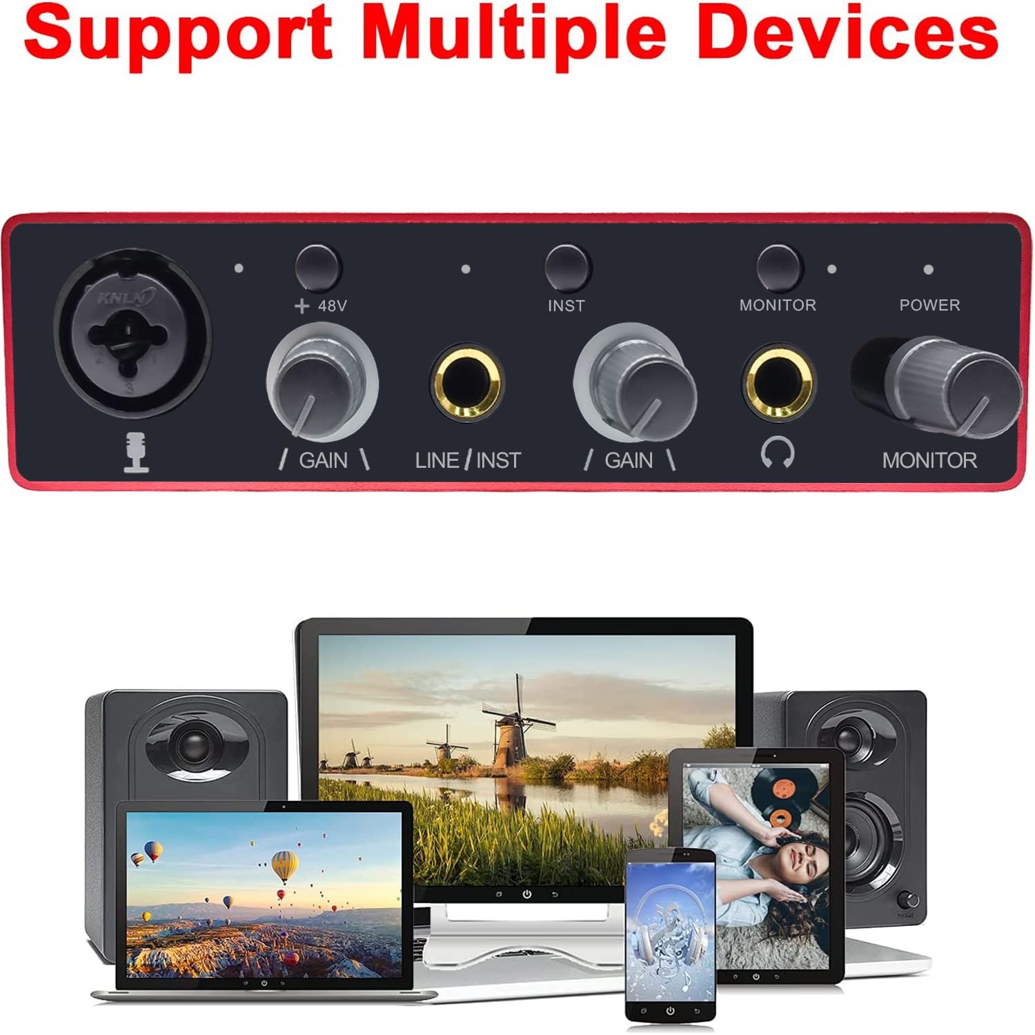Audio Interface USB Audio Interface with Mic Preamplifier USB Audio Mixer Rec...