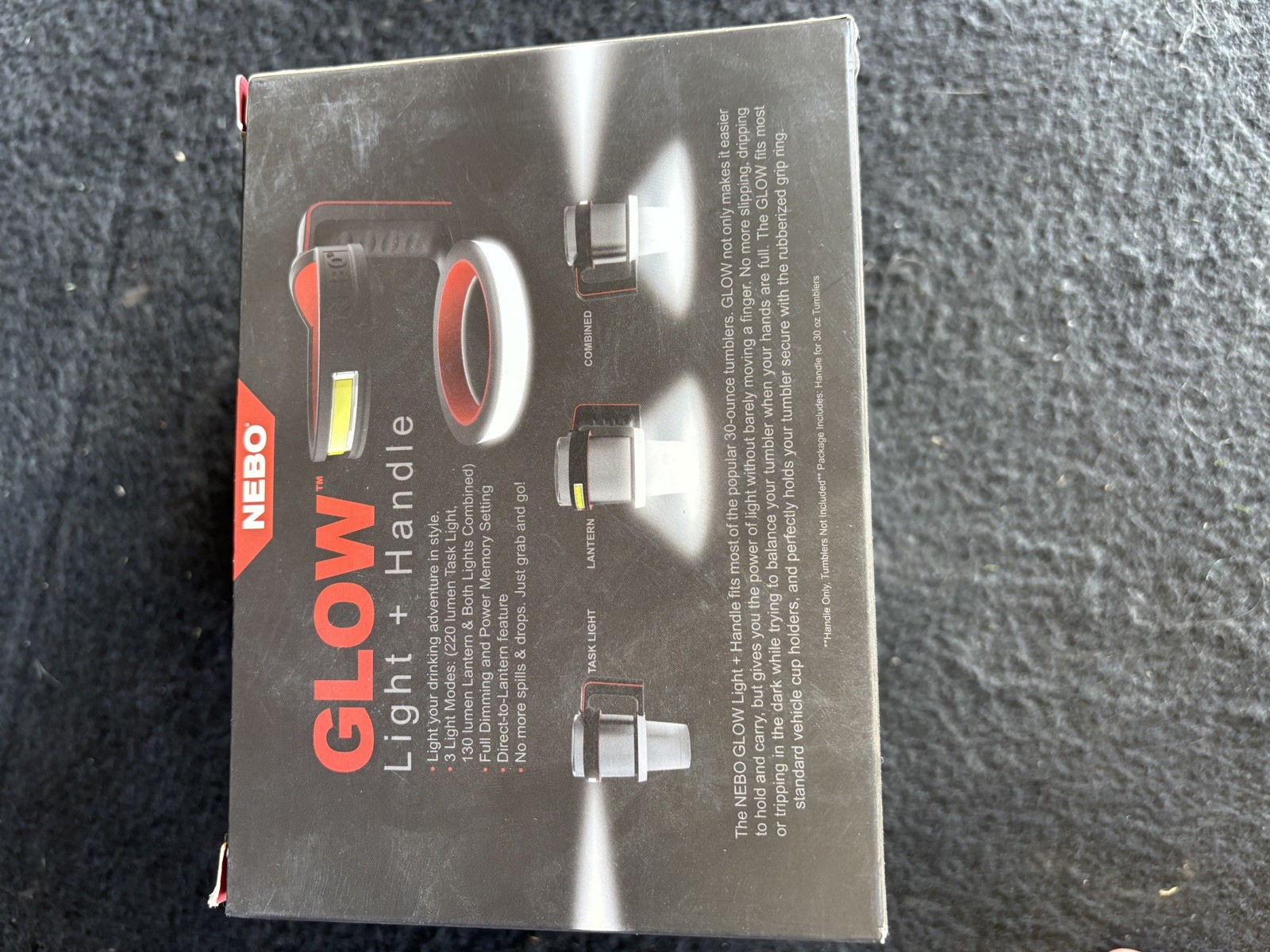 NEBO GLOW Handle Flashlight Task Light For 30oz & 20oz Tumblers 220 Lumen Light