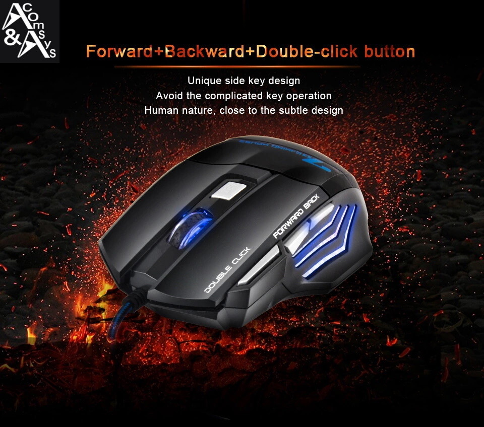 7 Button PC Gaming Mouse Illuminated Optical USB Gamer Mouse 2400DPI Computer #G