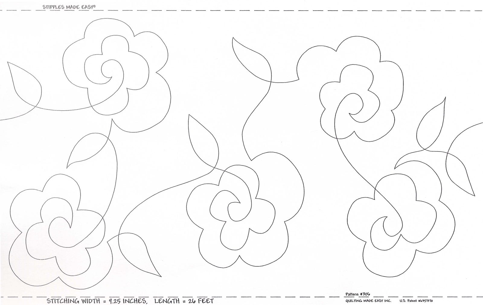Quilt Pattern On A Roll Stipples Made Easy Stipples and Flowers 306 9 1/2 Inches
