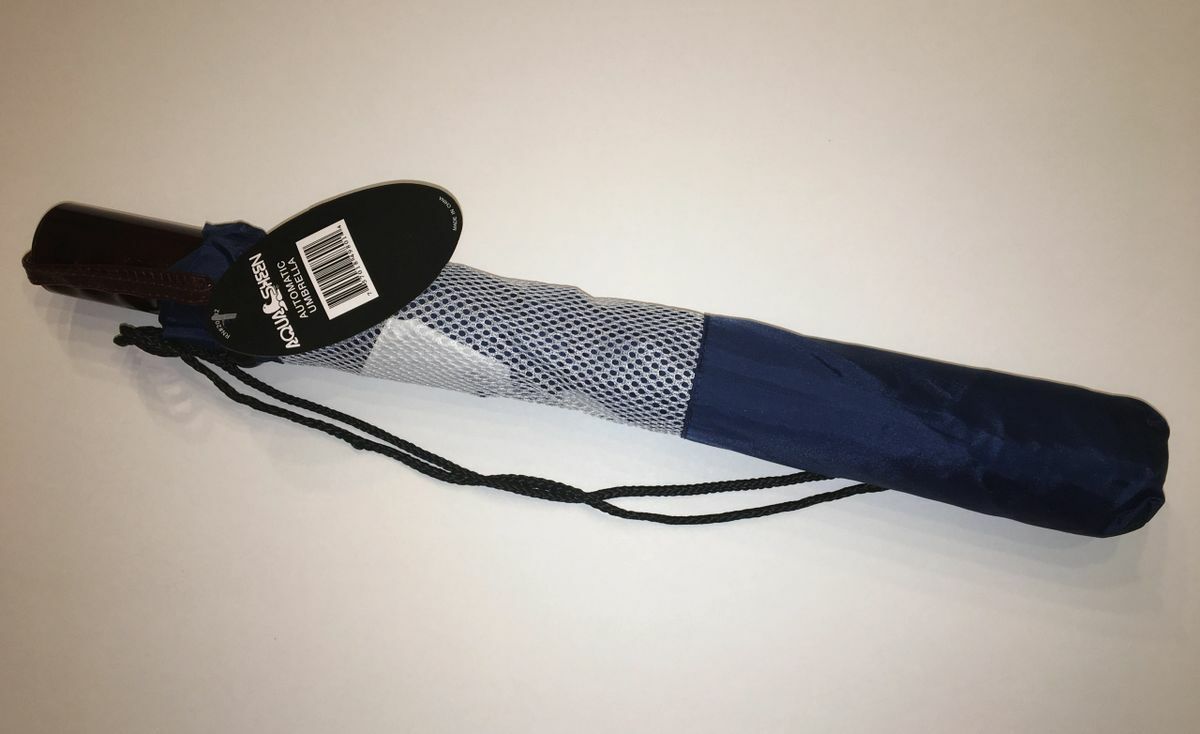 Aqua Sheen 46" Automatic Umbrella - Metal Frame - Blue/White