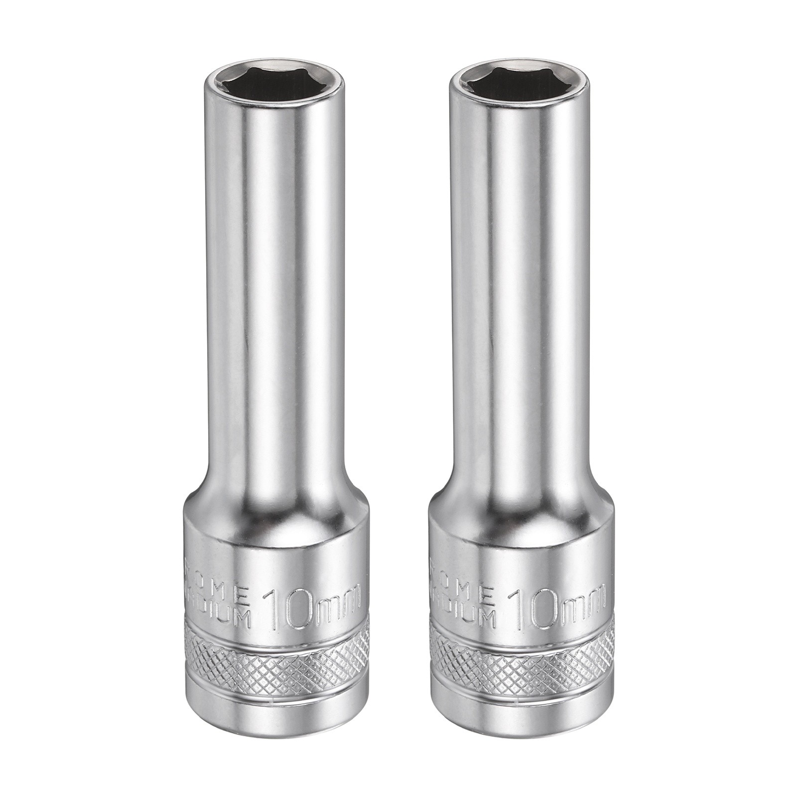 2pcs 6 Points Deep Socket 1/2" Drive 10mm Nickel Plating Hex Socket 3.1" Long