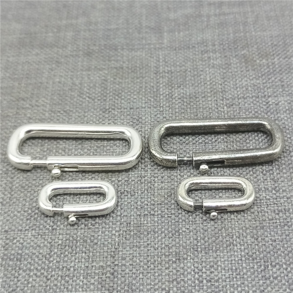 2pcs 925 Sterling Silver Oval Spring Ring Trigger Clasps for Bracelet Necklace