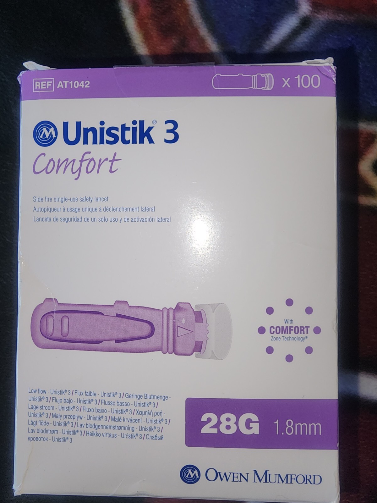 Unistik 3 Comfort Safety 28 Gauge 1.8mm Lancet 100/bx