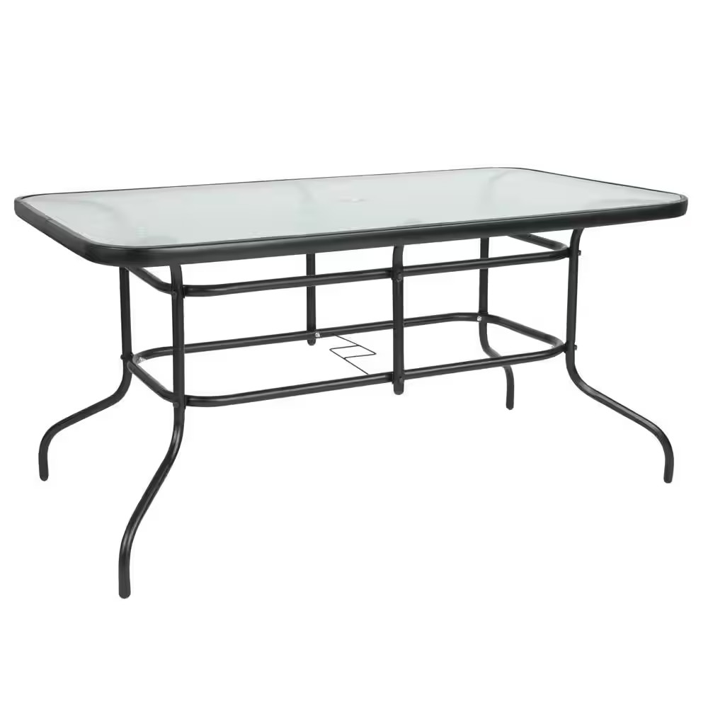 Brazos Red 5-Piece Metal Rectangular Table and 4-Red Flex Comfort Stack Chairs O
