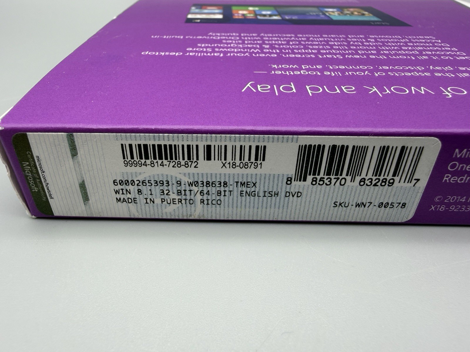 Microsoft Windows 8.1 Full Version 32 Bit and 64 Bit Discs w/Key