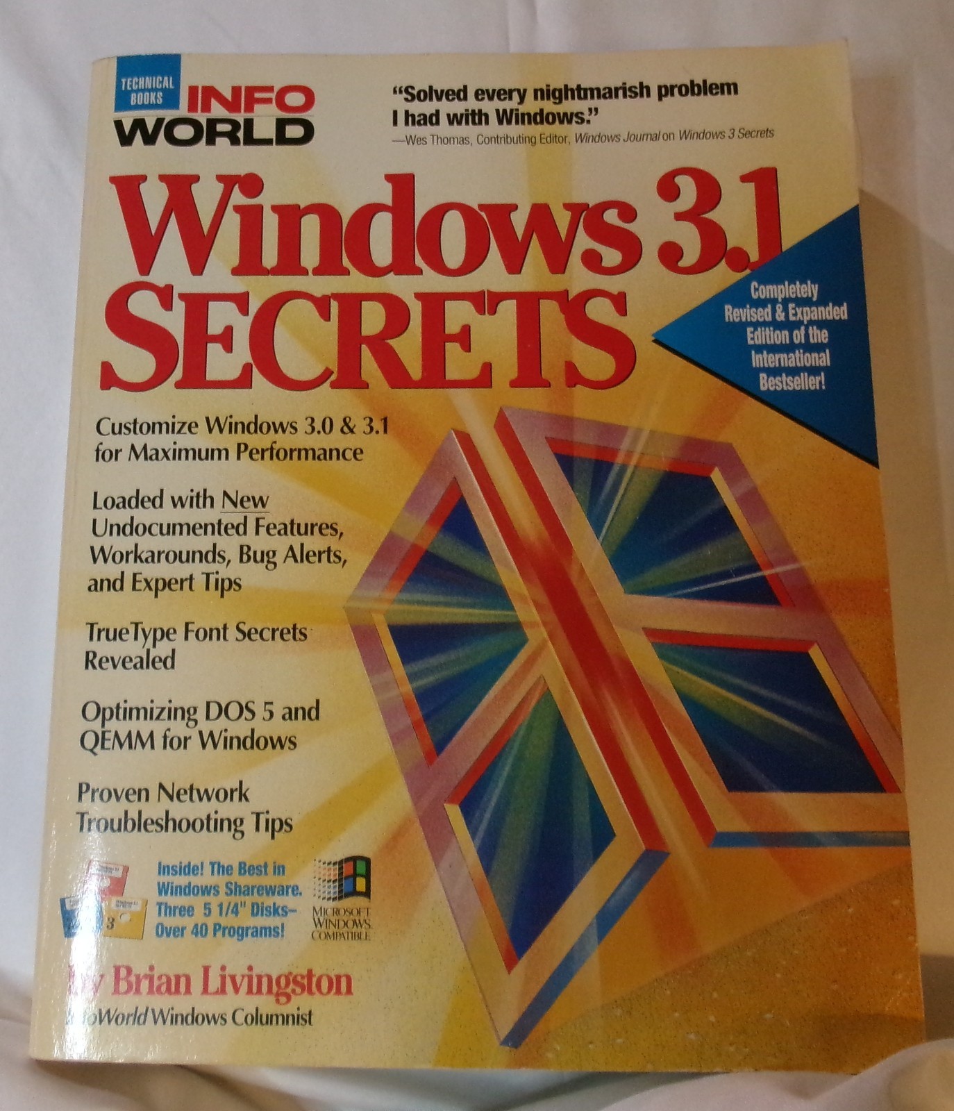 Windows 3.1 Secrets Book by Brian Livingston with Original 5.25" Floppy Disks