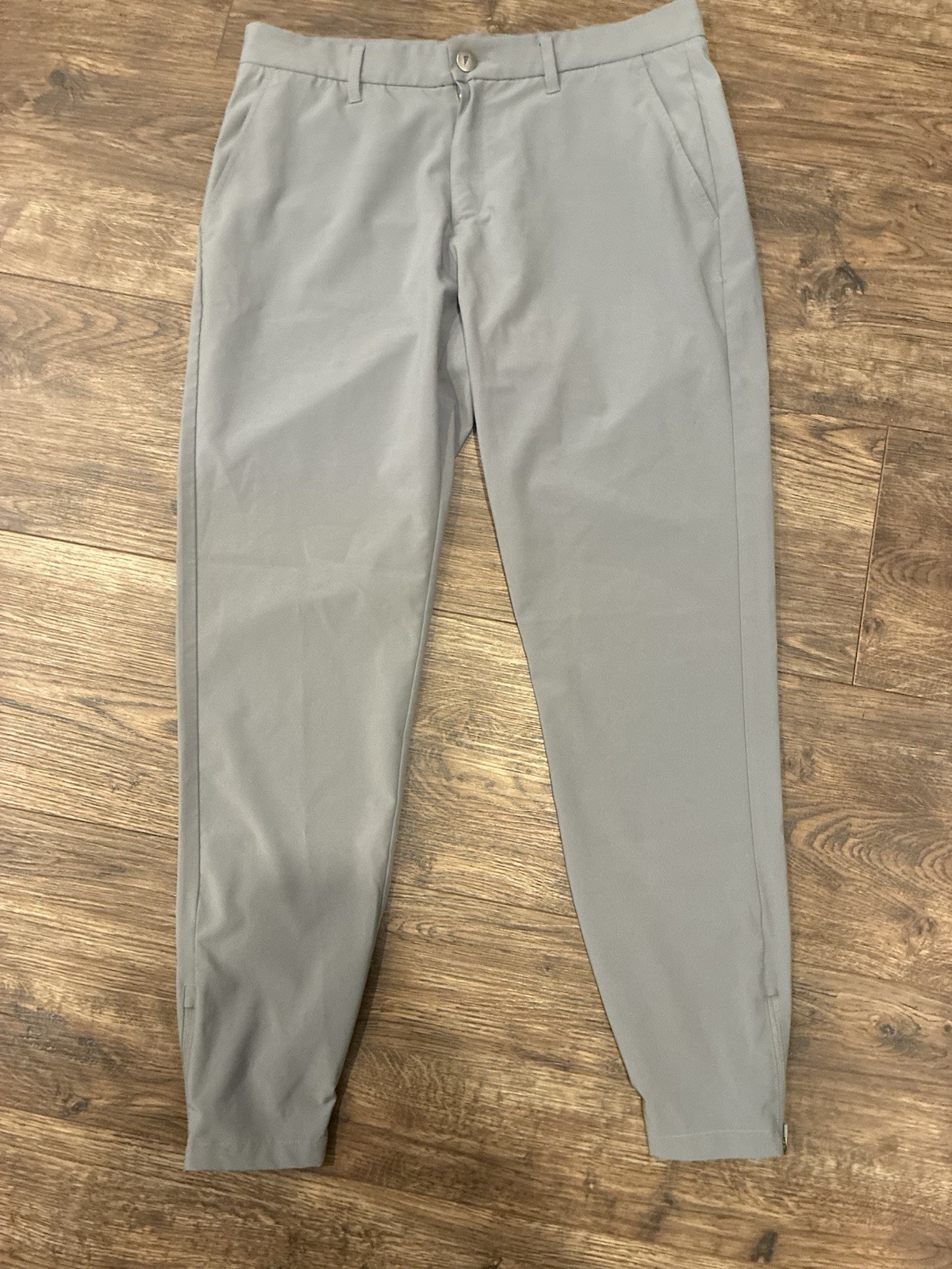 Primo Golf Pants Men 34 x 30 Grey Performance Tapered Ankle Zip b181