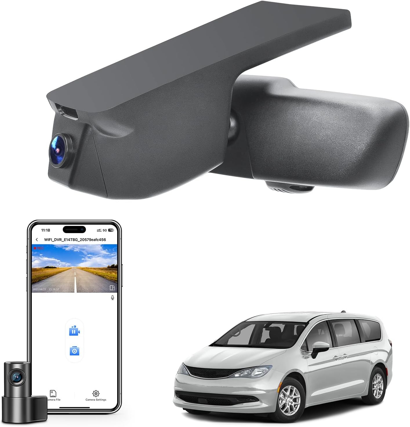 Front 4K & Rear 1080P Dash Cam fit for Chrysler Voyager Gen6 2020 2025 Wifi GPS