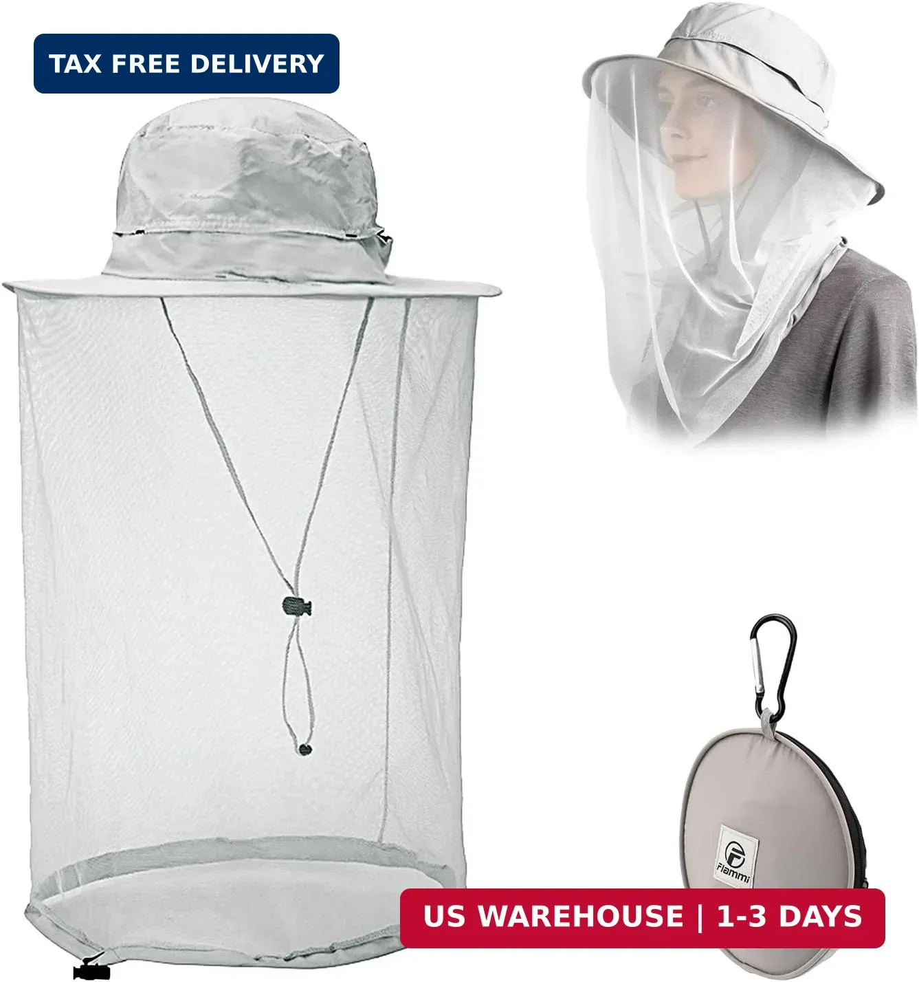 Flammi Mosquito Net Hat Safari Hat UPF 50+ Sun Protection Boonie Hats for Men wi