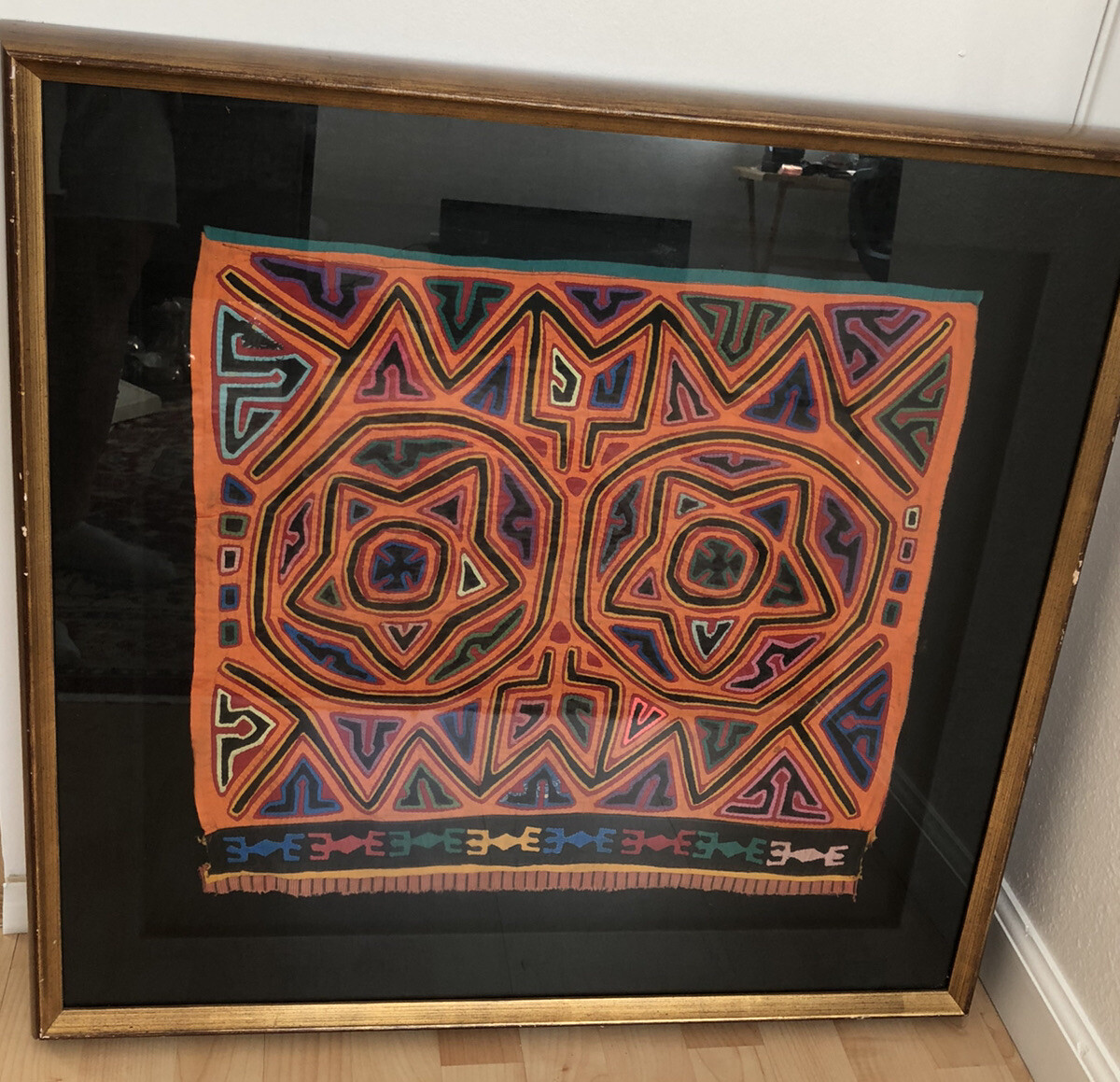 Antique Southwest Native American Indian Cutter Quilt Art Framed
