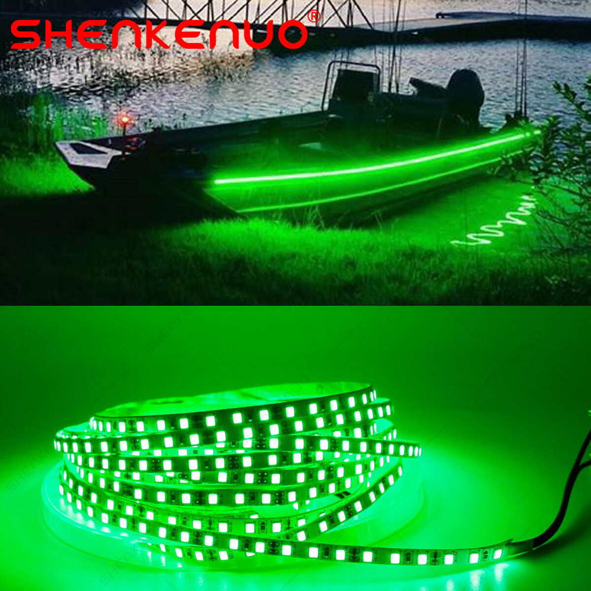 RV Marine Boat 16.4 Feet Flexible green LED Strip Tape Lights 18 AWG 5M Backing