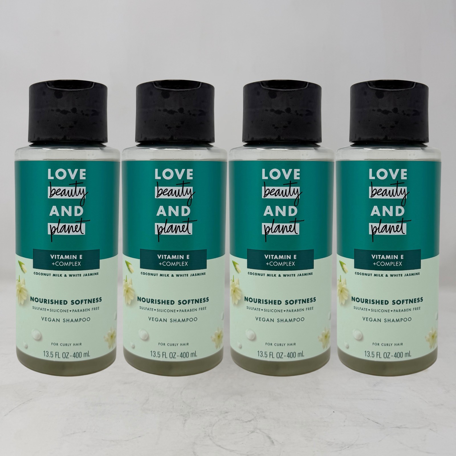 4-Pack Love Beauty & Planet Vegan Shampoo, Coconut Milk & White Jasmine, 13.5oz