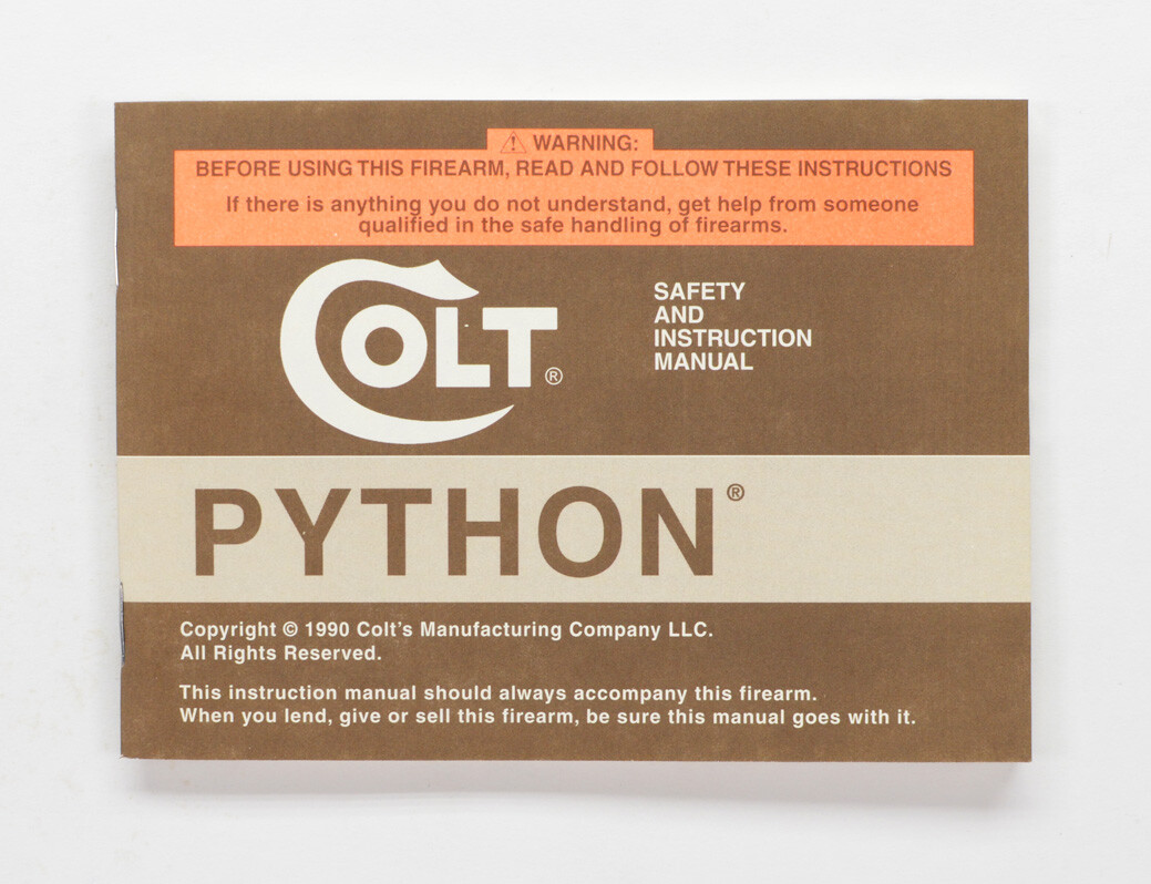 Colt Python Box, OEM Case 1990 Manual, And More!