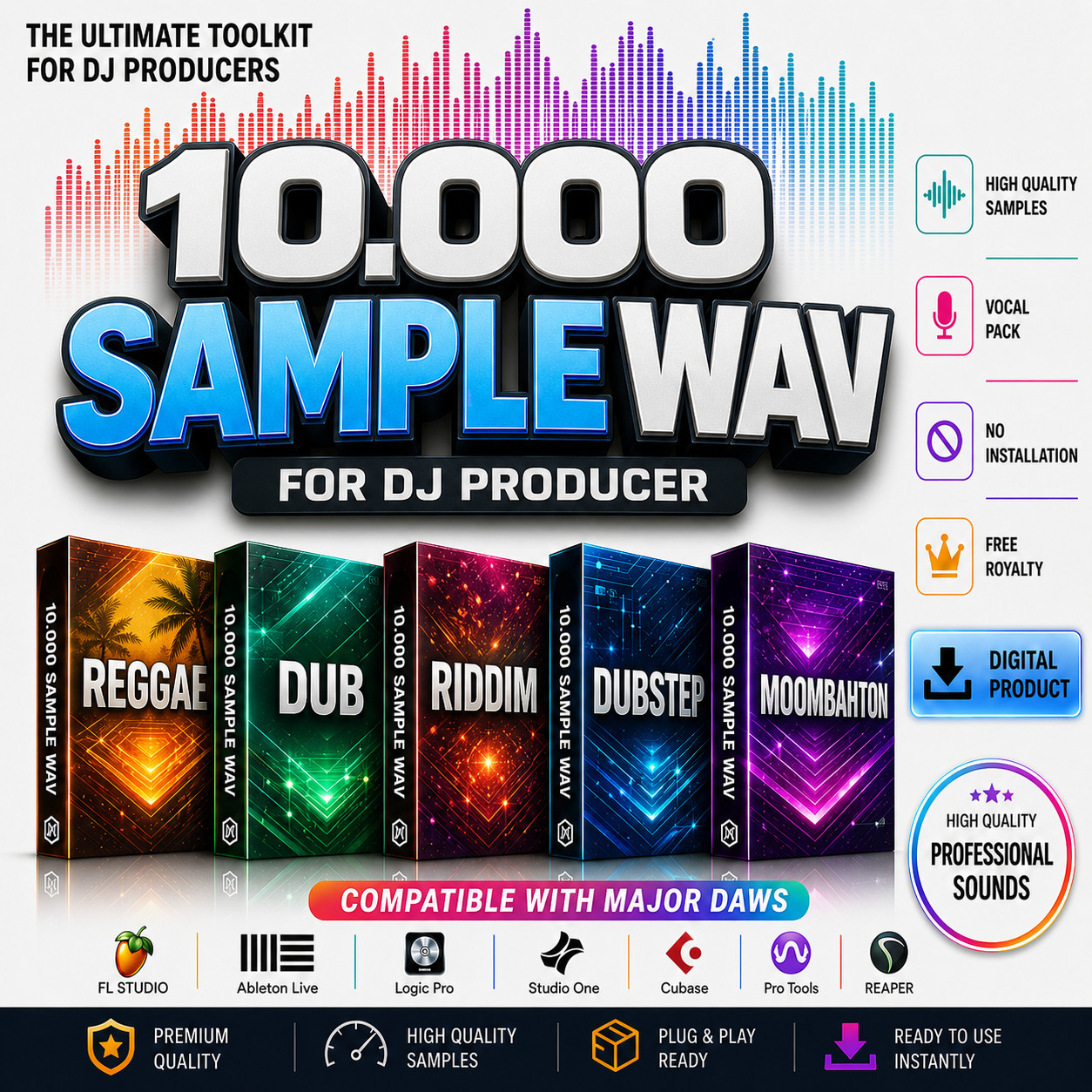10,000 Sample Wav Dj Producer - Reggae, Dub, Dubstep FL Studio Ableton