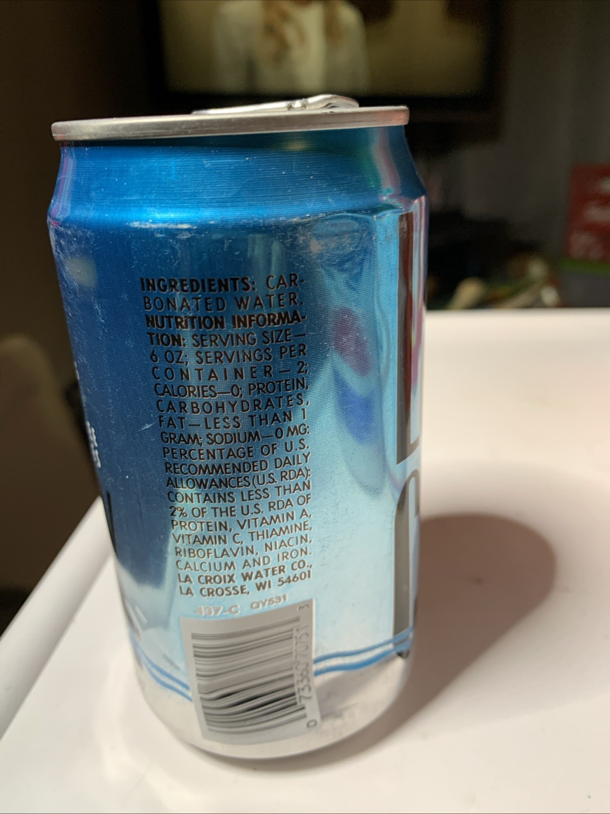Empty Lacroix Soarkling Water Can