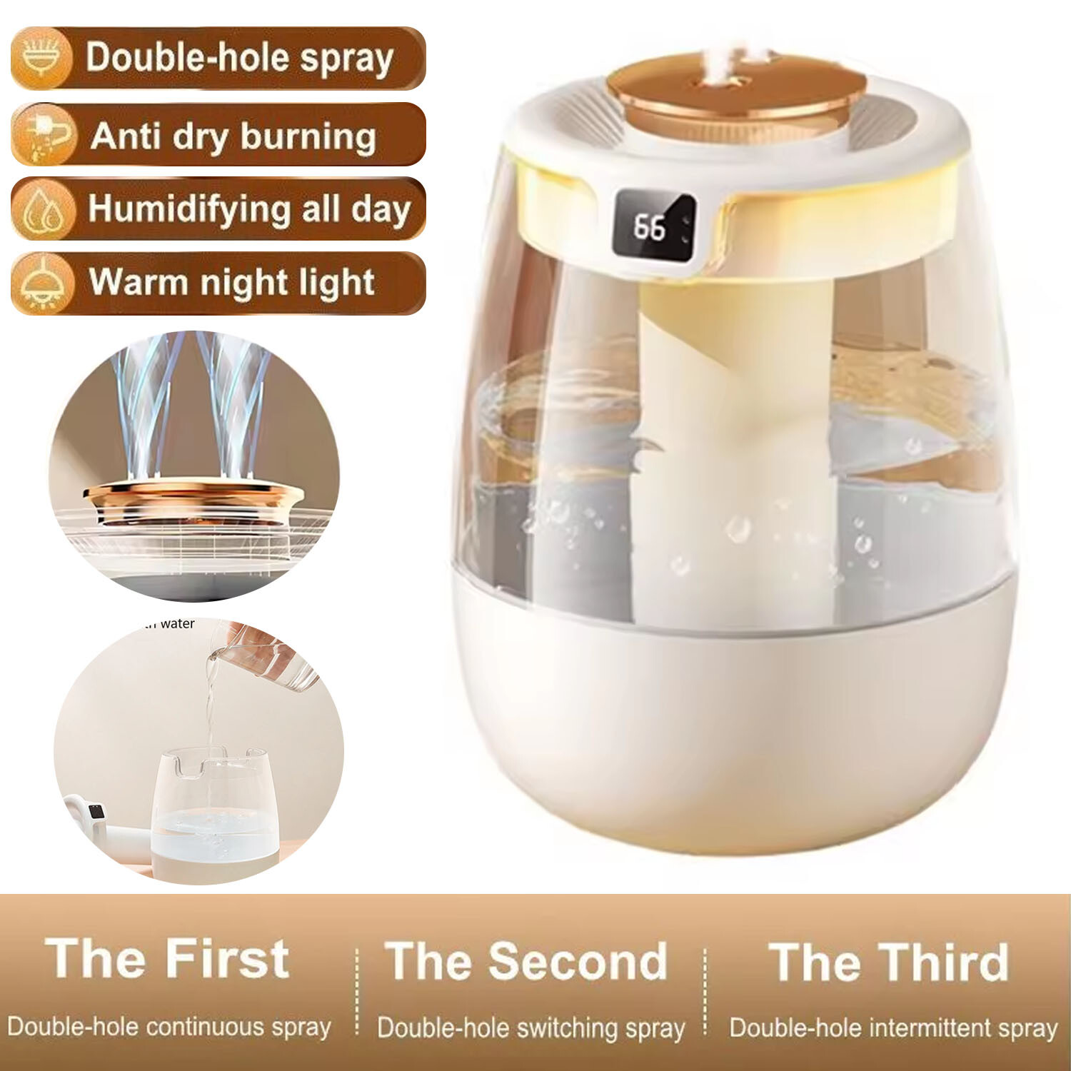 1300ml Humidifiers for Bedroom Large Room Office Cool Mist Air Humidifier Indoor